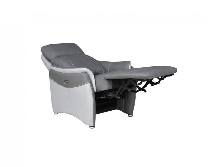 Fauteuil relax électrique Cabries - Zéro Gravité - Microfibre bi-color Plomb et Gris Perle_2