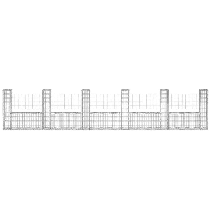 Vidaxl panier de gabion en forme de u acier galvanisé 570x20x100 cm 142547_2