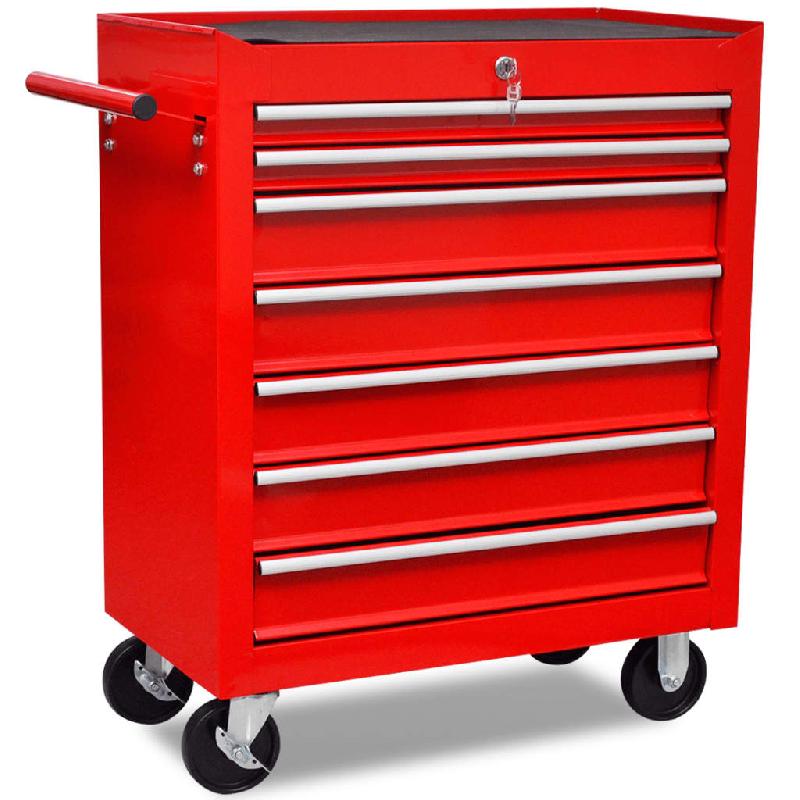 Vidaxl chariot à outils d'atelier avec 7 tiroirs rouge 141955_2