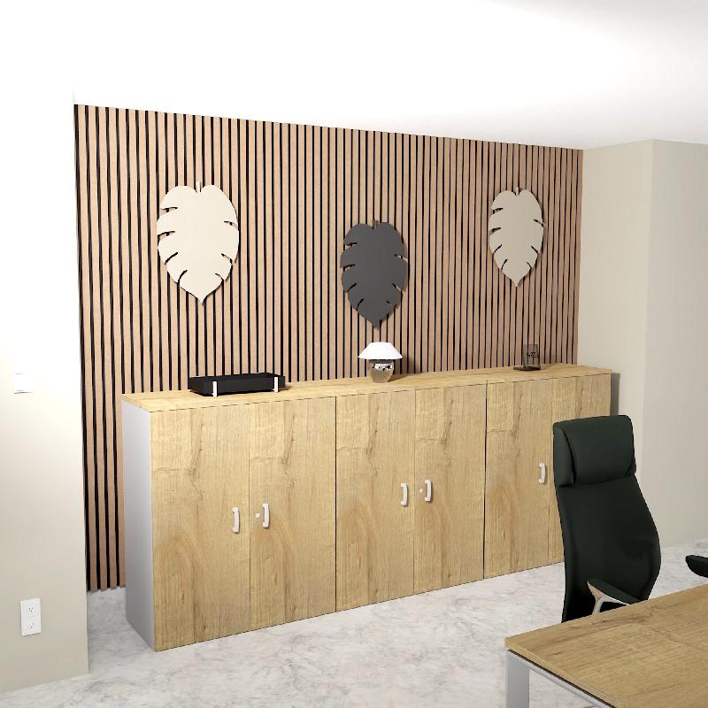 Armoire moyenne à portes battantes Haut. 121 cm - Mobel Linea - 80, Chêne veiné_2