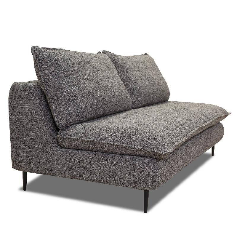 Canapé lit compact 3 places Lisbonne 140 cm - sommier à lattes, matelas 13 cm, tissu tweed gris chiné_2