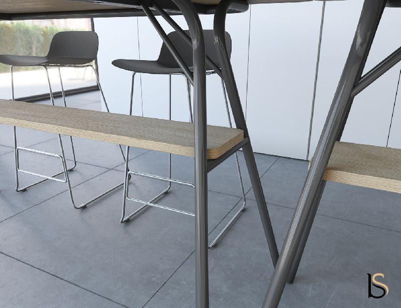 Table haute coins arrondis - Mobel Linea - 120, Anthracite, Blanc_2