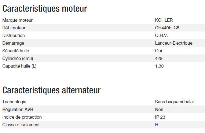 Technic 6500 E C5 Groupe électrogène - Kohler - 6,30 kW - 50 Hz - 230V_2