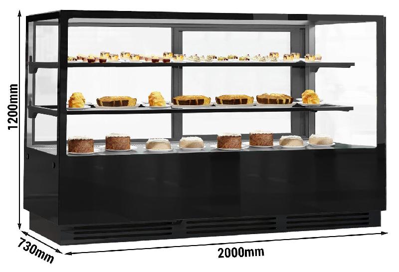 Vitrine réfrigérée de présentation avec service-arrière (l200 x p72 cm) avec éclairage led et 2 étagères_2