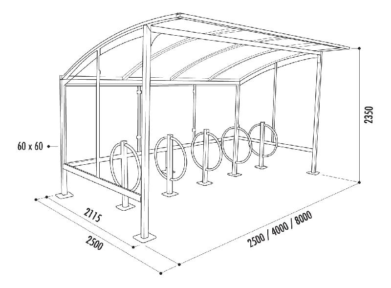 Abri Sienne - Abri vélos simple et double en acier galvanisé et polycarbonate alvéolaire_2