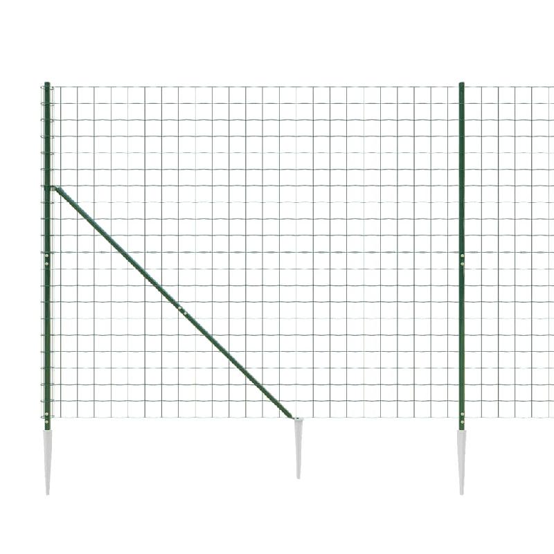 Vidaxl clôture en treillis métallique et piquet d'ancrage vert 1,4x10m 154131_2