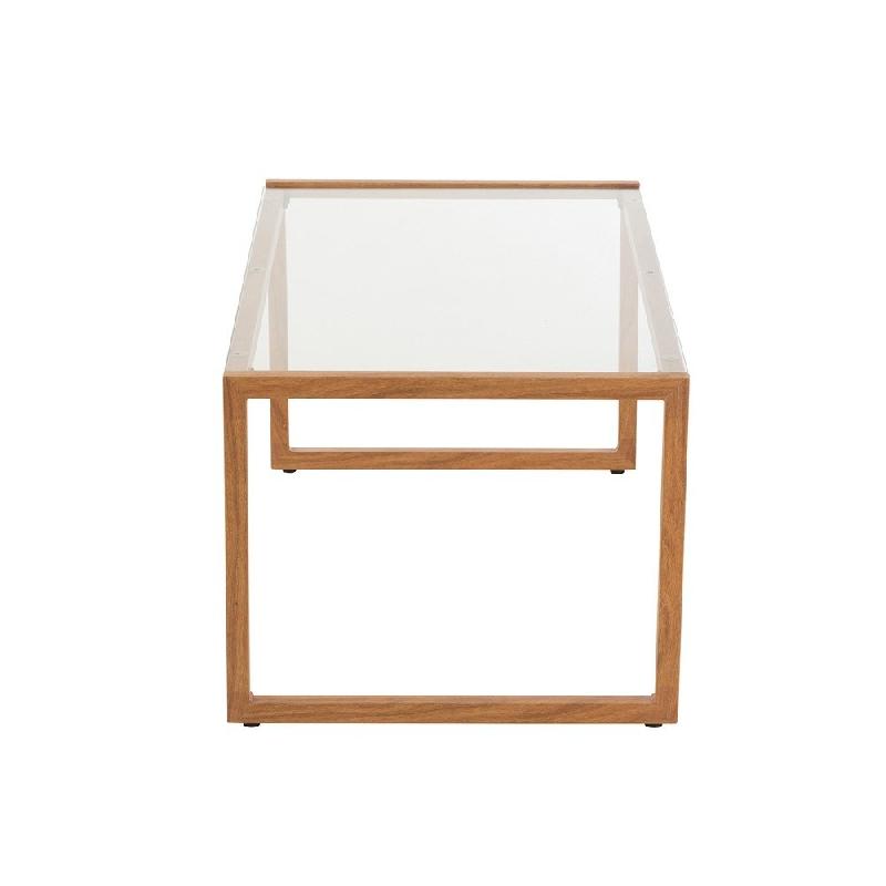 LIVIE - Table basse rectangulaire en métal et verre de sécurité, finition naturelle_2