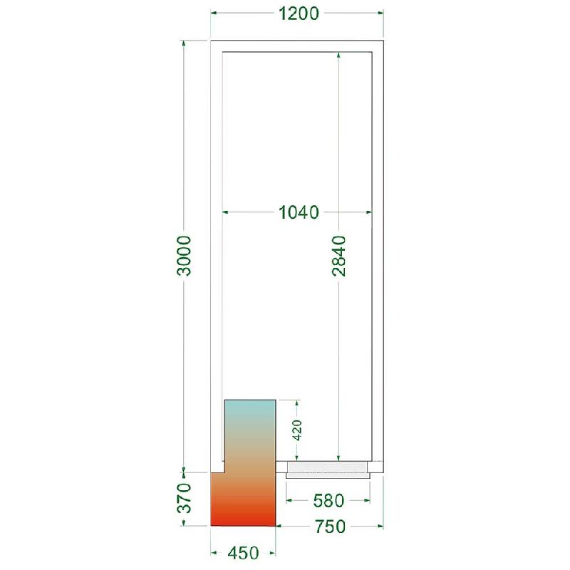 Chambre froide positive 6,03 m3 (1200 x 3000 x 2200 mm) avec monobloc de paroi_2
