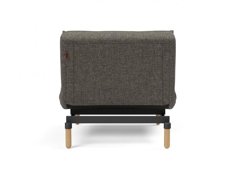 Innovation Living - Fauteuil-lit convertible Splitback Stem 90x115 cm - Pieds obus chêne naturel - Tissu Flashtex Dark Grey_2