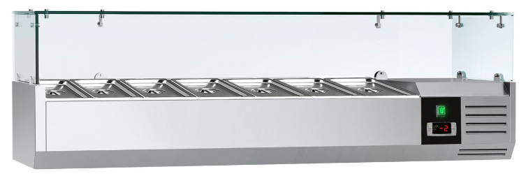 Saladette réfrigérée à poser 7 bacs gn 1/3 - vitrine à ingrédients de 160 cm_2