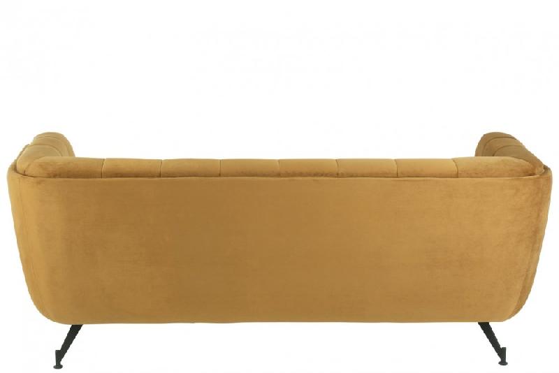 Canapé lounge Marianah ocre - style contemporain en velours capitonné - L207 x H78 x P82 cm_2