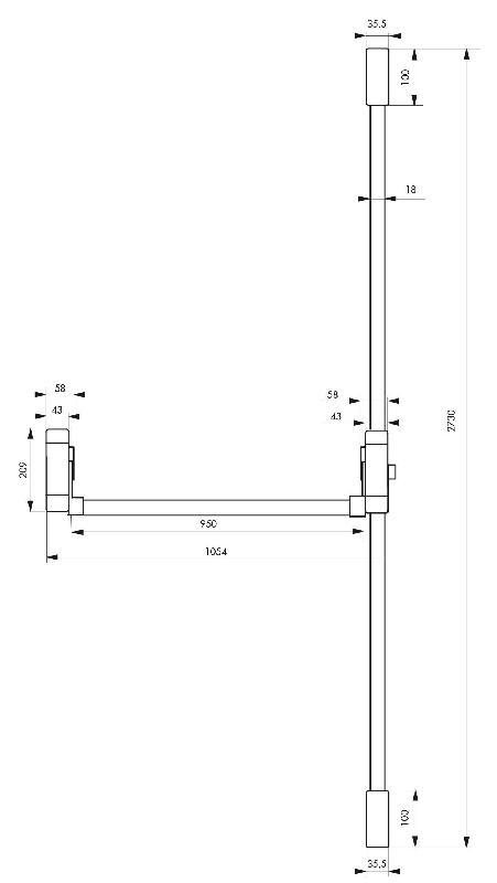 Serrure anti-panique 3 points haut et bas réversible - laqué noir - porte maxi 1150 mm - norme CE NF EN1125 - marque THIRARD_2