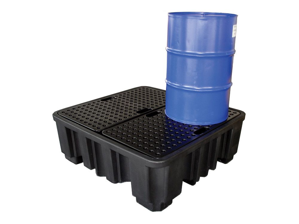 Bac de rétention en polyéthylène pour 4 fûts de 220L - rétention 250L - référence BRPN 4F-250_2