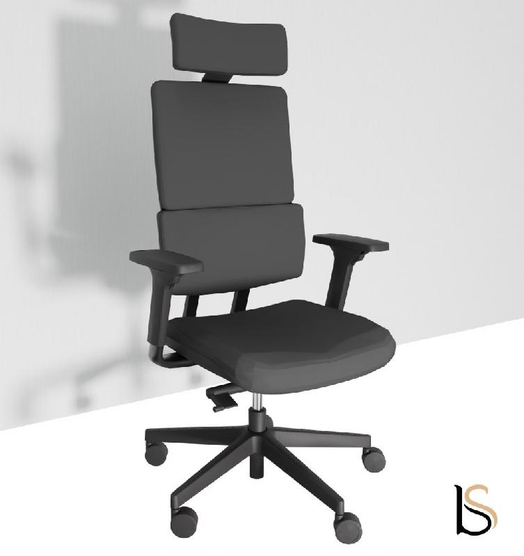 Fauteuil Manager Wi max dossier tissu - Sokoa - Gris, Piètement nylon noir, Non_2