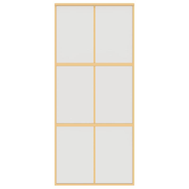 Vidaxl porte coulissante doré 90x205 cm verre esg dépoli et aluminium 155158_2