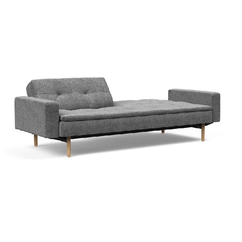 Canapé design Dublexo Stem avec accoudoirs - convertible lit 115x210 cm - pieds chêne - tissu Twist Charcoal_2