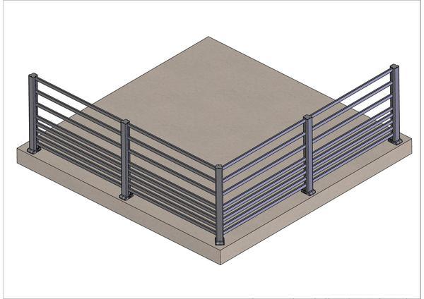 Garde-corps aluminium remplissage 10 lisses horizontales gris 7016_2