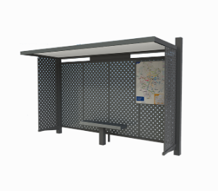 Abri bus cirrus anti vandalisme / structure en acier / bardage en bacacier / avec banquette / 365 x 145 cm_2