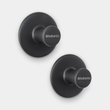 Crochets à serviettes Brabantia ReNew - kit de 2 - vis et papier adhésif inclus - Dark Grey_2