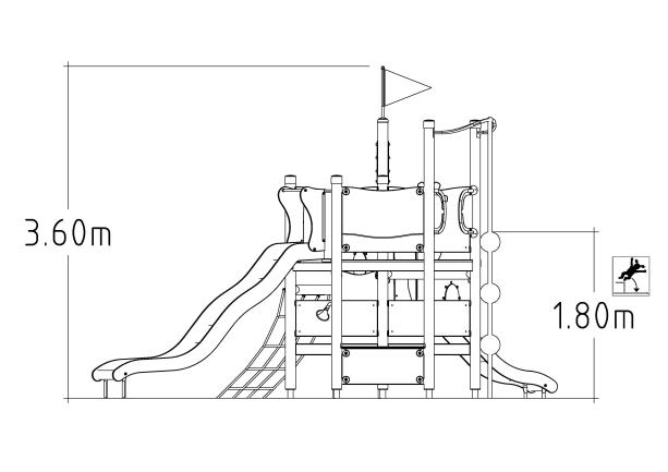 Structure multi-jeux 3 à 12 ans - Uniplay Viking 8061771 - Hags - poteaux bois, panneaux HPL, bleu_2