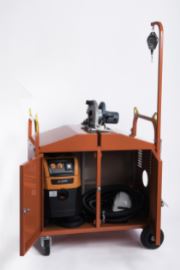 Chariot aspirateur - Tube acier laqué - Coffre 324L pour aspirateur industriel et matériel de sciage_2