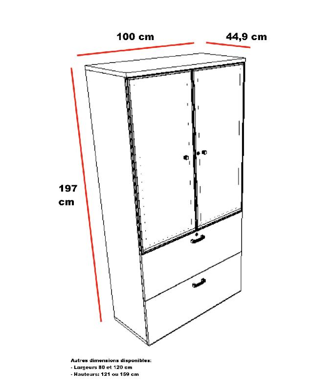 Armoire haute vitrée et classement pour dossiers suspendus - Mobel Linea - Acacia clair_2