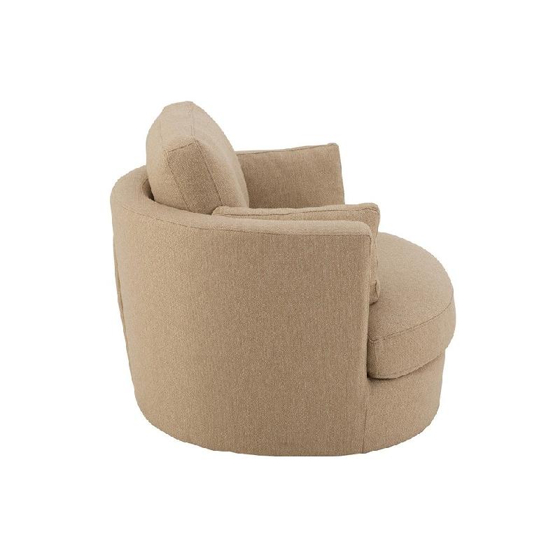 Fauteuil pivotant Kodina beige - Confort et élégance avec revêtement en tissu soyeux_2