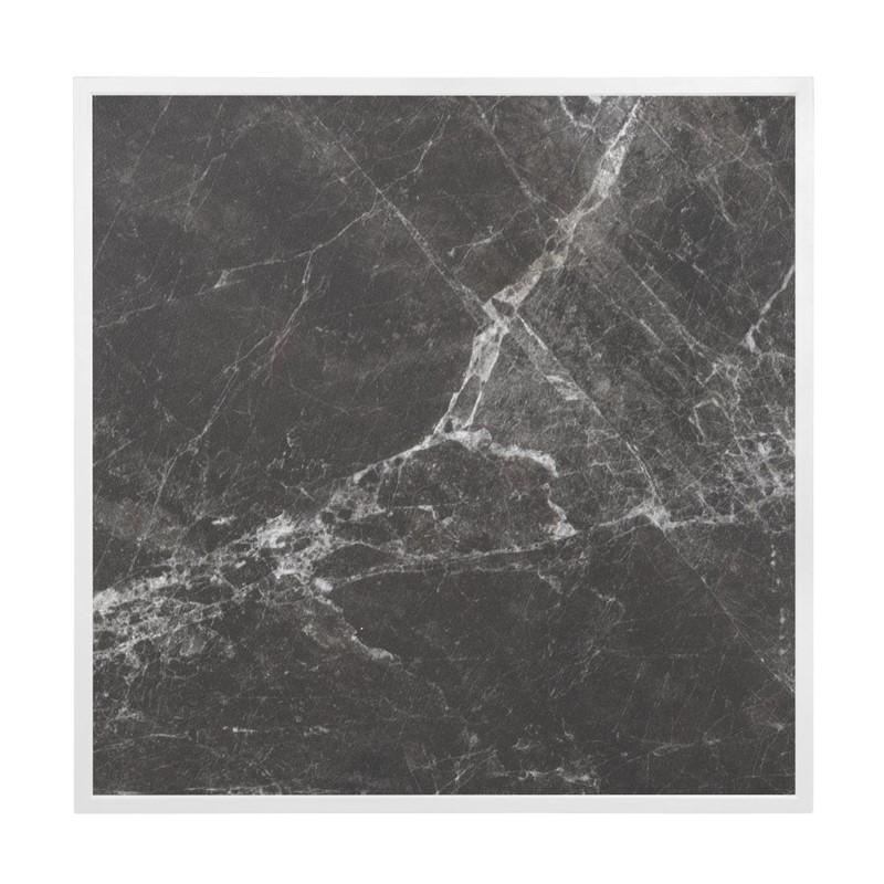 Plateau de table extérieur carré en verre trempé effet granit foncé bord blanc 700 mm | Bolero - FU516_2