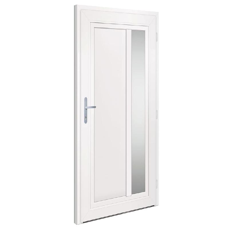 Vidaxl porte d'entrée blanc 98x200 cm pvc 3157097_2