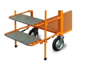 Chariot préparation de commandes - 4 étagères - escabeau pliant intégré - capacité jusqu'à 600 kg_2