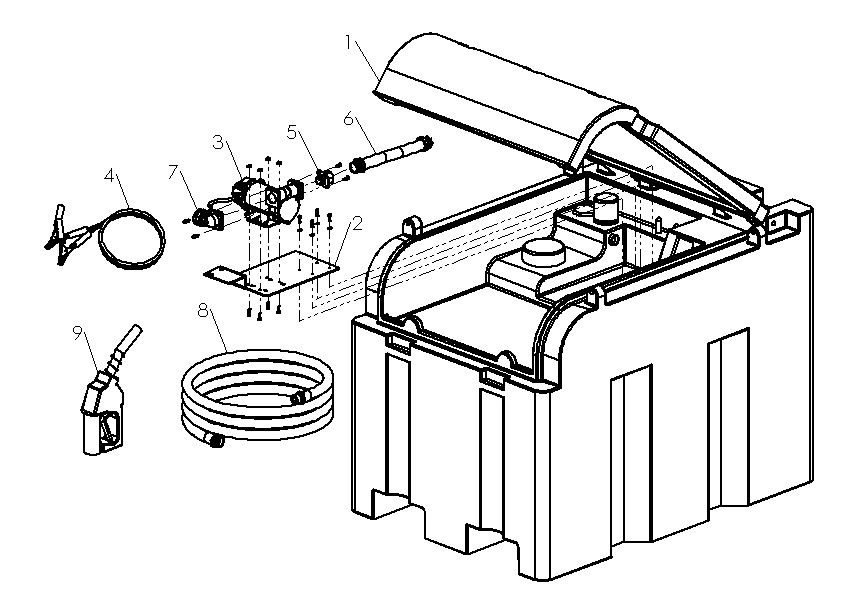 Cuves à carburants Renson - 400L - Pompe 12V, anti-UV, avec cloisonnement intérieur_2