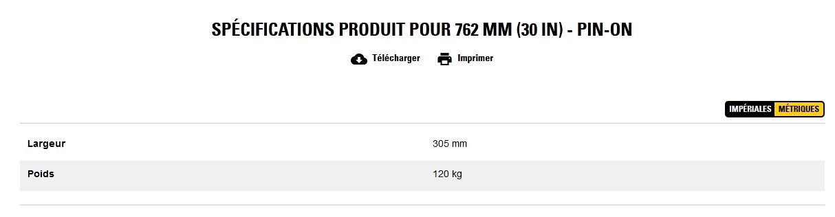 Godet d'excavation à l'arrière de la chargeuse pelleteuse - caterpillar finance france - extra-robuste - 762 mm (30 in) - pin-on - poids 120 kg_2