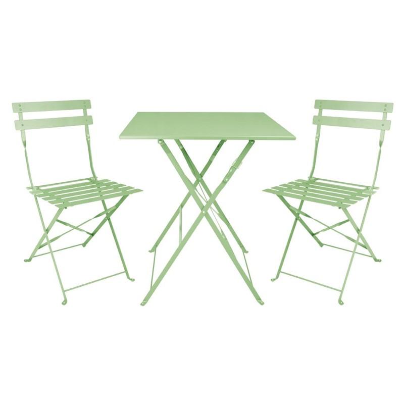 Table de terrasse carrée pliante en acier vert clair 600 mm | Bolero - FT271_2