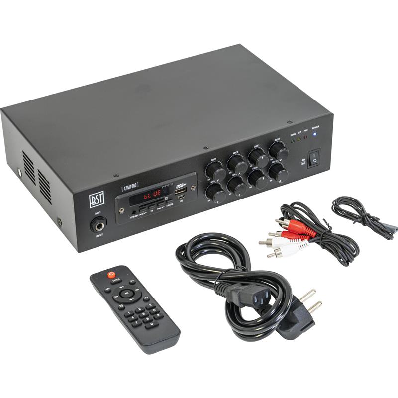 Amplificateur-Mixage PA BST AMP1060 - 60 Watts - USB, SD, Bluetooth, FM, télécommande et entrée MIC avec priorité_2