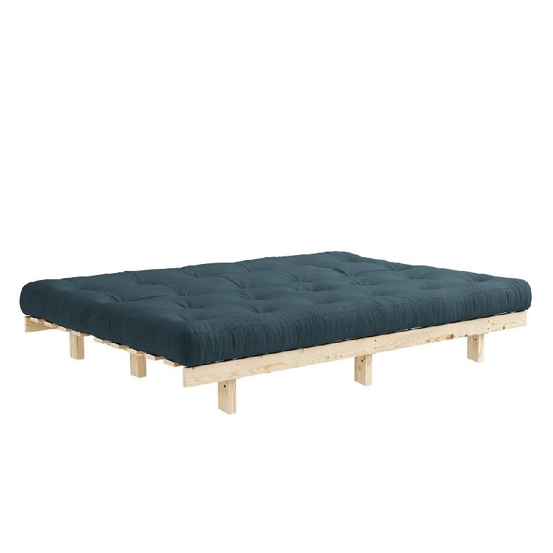 Banquette convertible futon Lean Karup - Bleu pétrole - Couchage 130x190 cm - Structure en pin massif_2