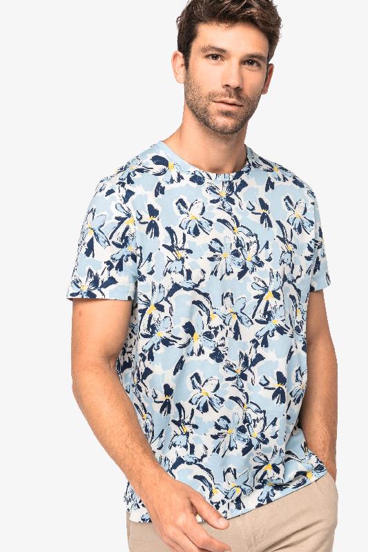 T-shirt écoresponsable imprimé tropical homme - 100% coton biologique - Réf: NS350_2