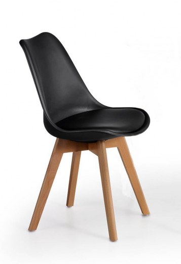 Ensemble de 4 chaises TAMARIS - Pieds en bois de hêtre avec coussin en cuir écologique - Référence 8022 FR206_2