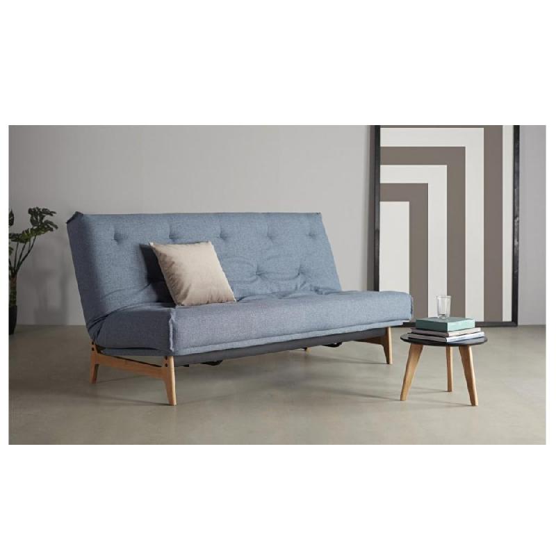 Innovation Living - Canapé convertible design Aslak 140x200 cm - capitonné tissu Mixed Dance Light Blue_2