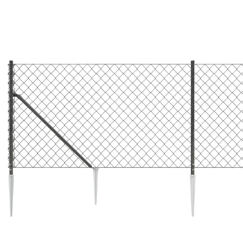 Vidaxl clôture à mailles losangées avec ancrage anthracite 1x10 m 153969_2