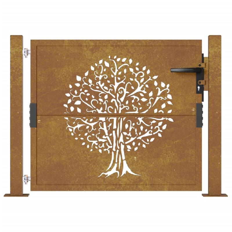 Vidaxl portail de jardin 105x105 cm acier corten conception de l'arbre 153161_2