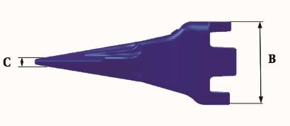 Dents de godet Fastkey FKM EL - 0.85 kg - Dimensions précises en mm_2