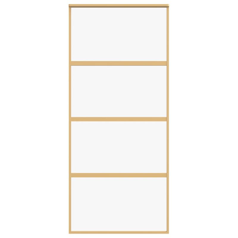 Vidaxl porte coulissante doré 90x205 cm verre esg clair et aluminium 155179_2