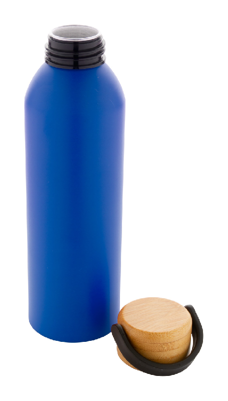 Bouteille en aluminium - 600 ml - Couvercle en bambou - Couleur bleu_2