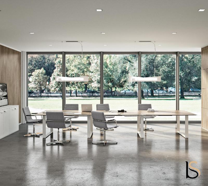 Grande table de réunion rectangulaire X7- Officity. - Blanc 9010, Wenge, 320_2