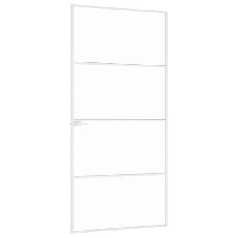 Vidaxl porte d'intérieur blanc 93x201,5 cm trempé verre aluminium fin 153668_2