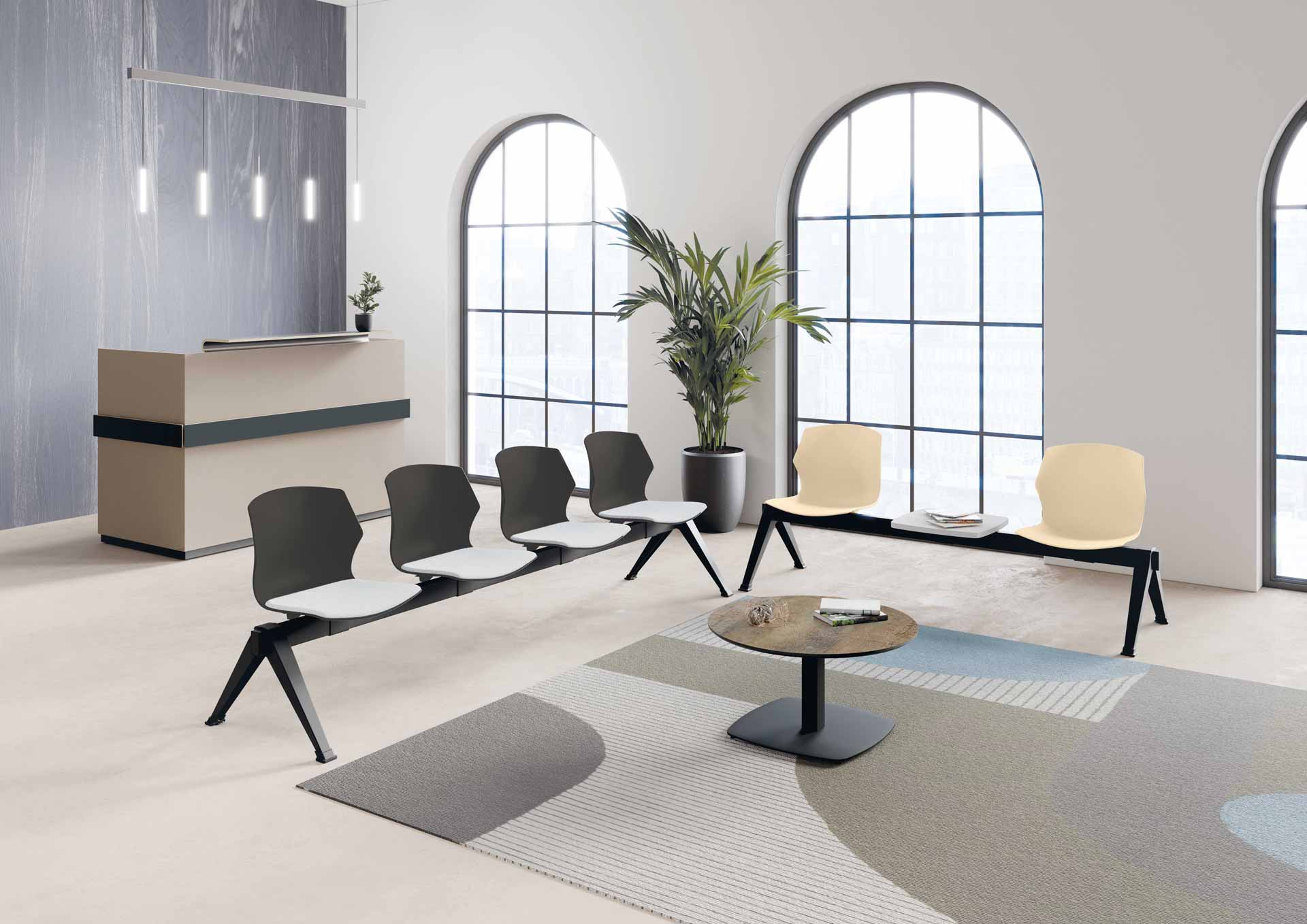 Banc d'accueil ergonomique avec tablette déplaçable - MY FRILL - 1 à 5 places et 7 coloris tendance_2