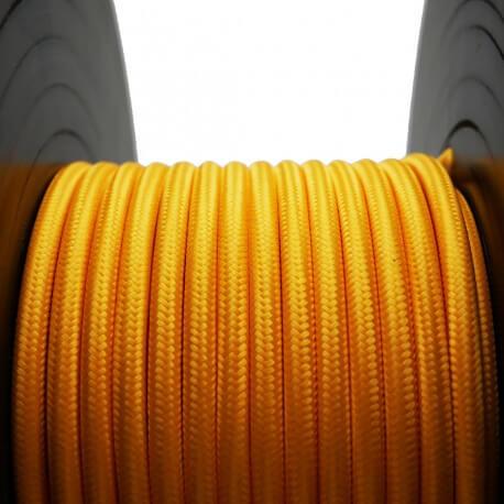 Fil électrique tissé jaune maïs - Look rétro en tissu - Vendu au mètre_2