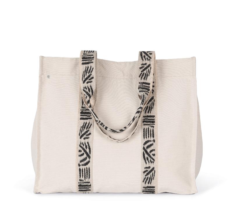 Grand sac shopping recyclé à soufflet - Kimood - 67% coton recyclé - Poche zippée - Réf: KINS114_2