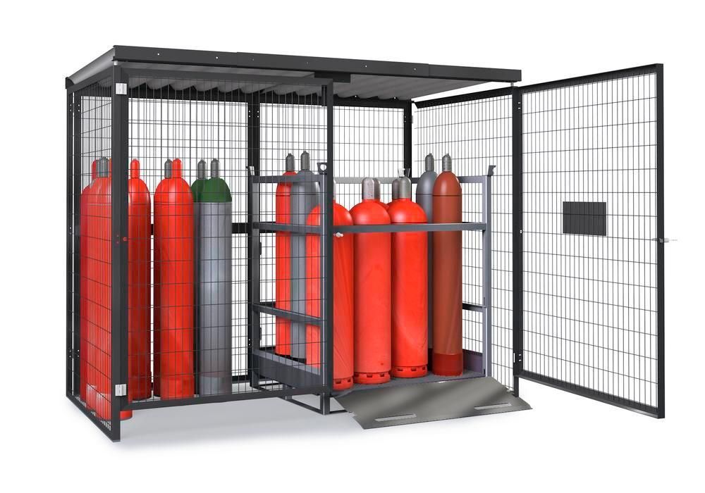 256861w - Local pour bouteilles de gaz GSN 2.28 - stockage jusqu'à 50 bouteilles de 50L - acier robuste et galvanisé_2