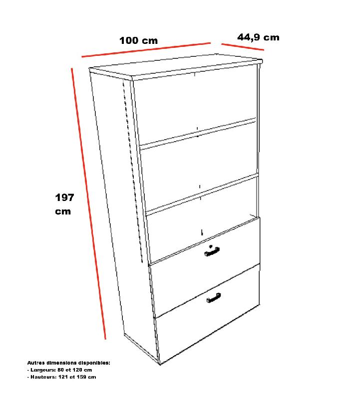 Armoire bibliothèque et tiroirs pour dossiers suspendus - Mobel Linea - Blanc pastel_2